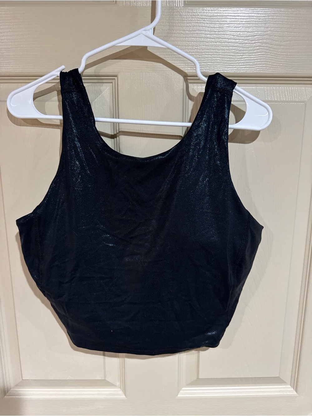 Crane black shimmer athletic crop tank top